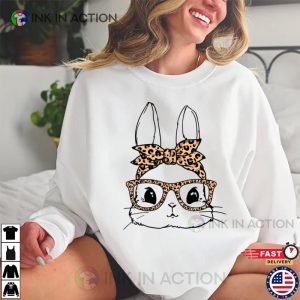 Cute Bunny With Leopard Bandana And Glasses T shirt 2 Ink In Action
