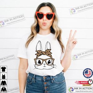 Cute Bunny With Leopard Bandana And Glasses T shirt 4 Ink In Action