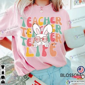 Cute Happy Easter Bunny Teachers T shirt 2 Ink In Action