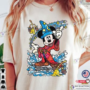 Disney Fantasia Sorcerer Mickey Mouse Magic Wizard Retro Shirt