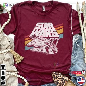 Disney Star Wars Millennium Falcon Retro Rainbow Stripe Shirt 2