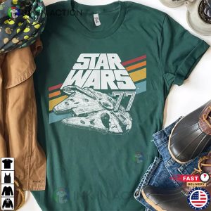 Disney Star Wars Millennium Falcon Retro Rainbow Stripe Shirt Ink In Action