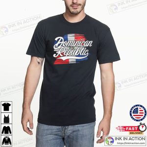 Dominican Republic Brush Flag T Shirt 1 Ink In Action