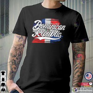 Dominican Republic Brush Flag T Shirt 3 Ink In Action