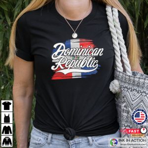 Dominican Republic Brush Flag T Shirt 4 Ink In Action