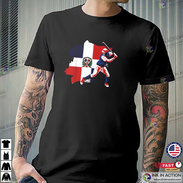 Dominican Republic Flag Baseball T-shirt