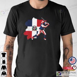 Dominican Republic Flag Baseball T shirt 2 Ink In Action