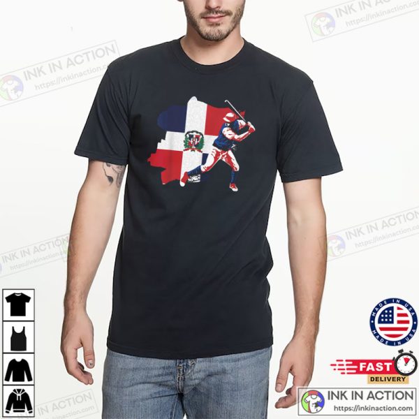 Dominican Republic Flag Baseball T-shirt