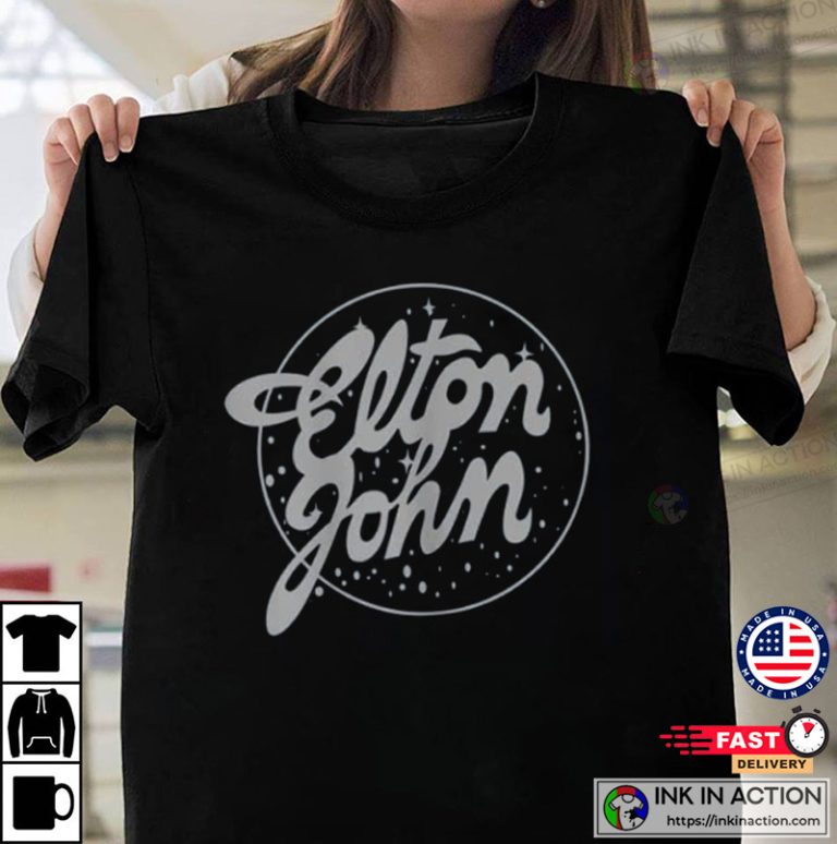 Camiseta Vintage De Elton John Para Hombre - Color Negro, Diseño Circular Y Licencia Oficial