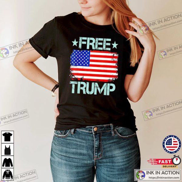 Free Trump American Flag 2024 T-Shirt