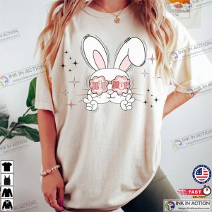 Hip Hop Easter Bunny With Glasses Cute Ladies Christian Easter Day Tshirt 1 Ink In Action