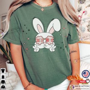 Hip Hop Easter Bunny With Glasses Cute Ladies Christian Easter Day Tshirt 2 Ink In Action