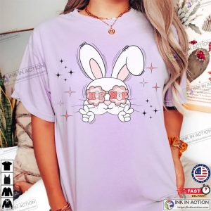 Hip Hop Easter Bunny With Glasses Cute Ladies Christian Easter Day Tshirt 4 Ink In Action