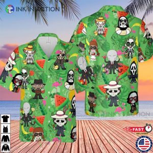 Horror Tropical Button Shirt, Aloha Vibes Beach Shirt, Horror Hawaiian Shirt