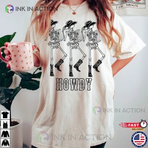 Howdy Cowboy Skeleton Cowboy Dancing T shirt 2 Ink In Action