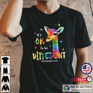 Its Ok To Be Different Giraffe T Shirt Autism Awarenes T Shirt 2