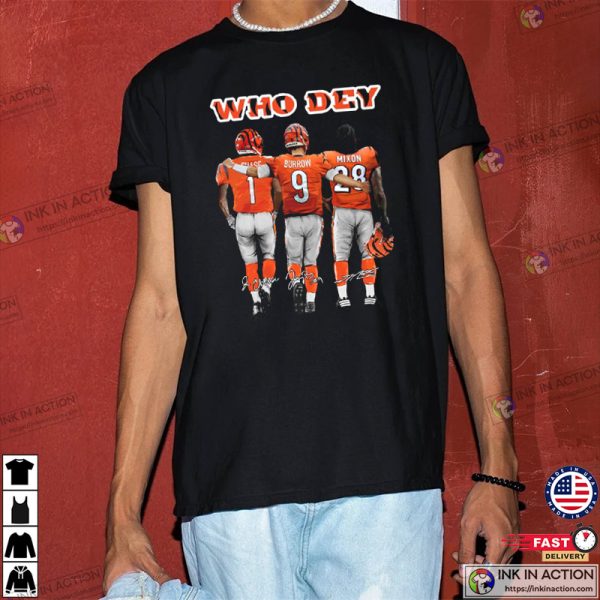 Joe Burrow Joe Mixon Ja’Marr Chase Who Dey Cincinnati Bengals T-shirt