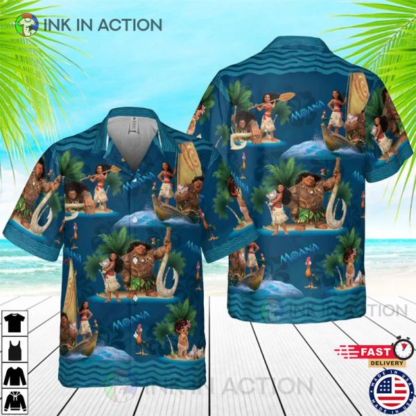 Moana And Maui Disney Hawaiian Shirt, Disneyland Trip Hawaiian Shirt, Disney Vacation Holiday Hawaiian