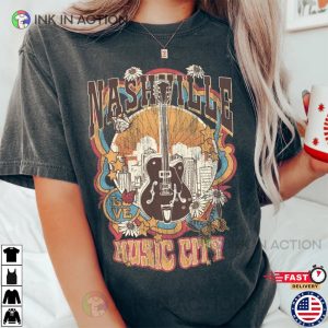 Nashville Music City Vintage T shirt 3 Ink In Action