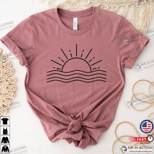 Ocean Sun Tee Nature Graphic T shirt Womens Summer Tee 1 Ink In Action