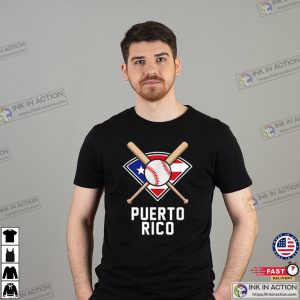 Puerto Rico Baseball Flag T Shirt 4 Ink In Action
