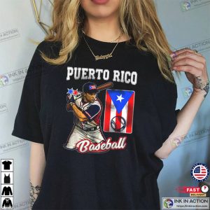 Puerto Rico Baseball Player T shirt 2 Ink In Action