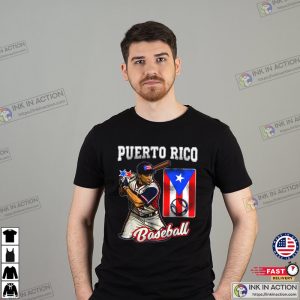 Puerto Rico Baseball Player T shirt 3 Ink In Action