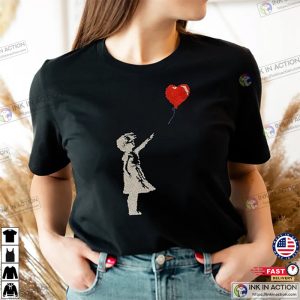 Rhinestone Banksy Peace Balloon Girl Shirt
