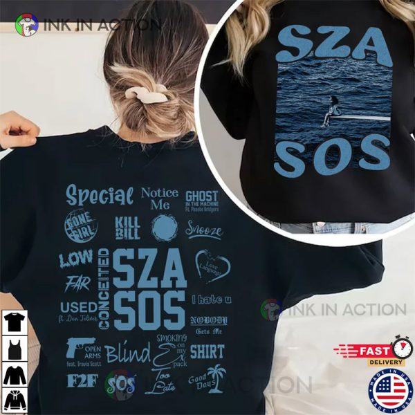 SZA SOS Shirt, SZA Printed Graphic Tee, SOS Tracklist Shirt