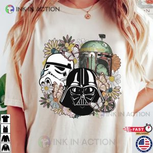 Star Wars Darth Vader Stormtrooper Helmet Floral Retro Shirt