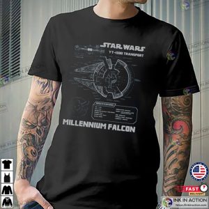 Star Wars Millennium Falcon Grey Schematics Shirt 1 Ink In Action