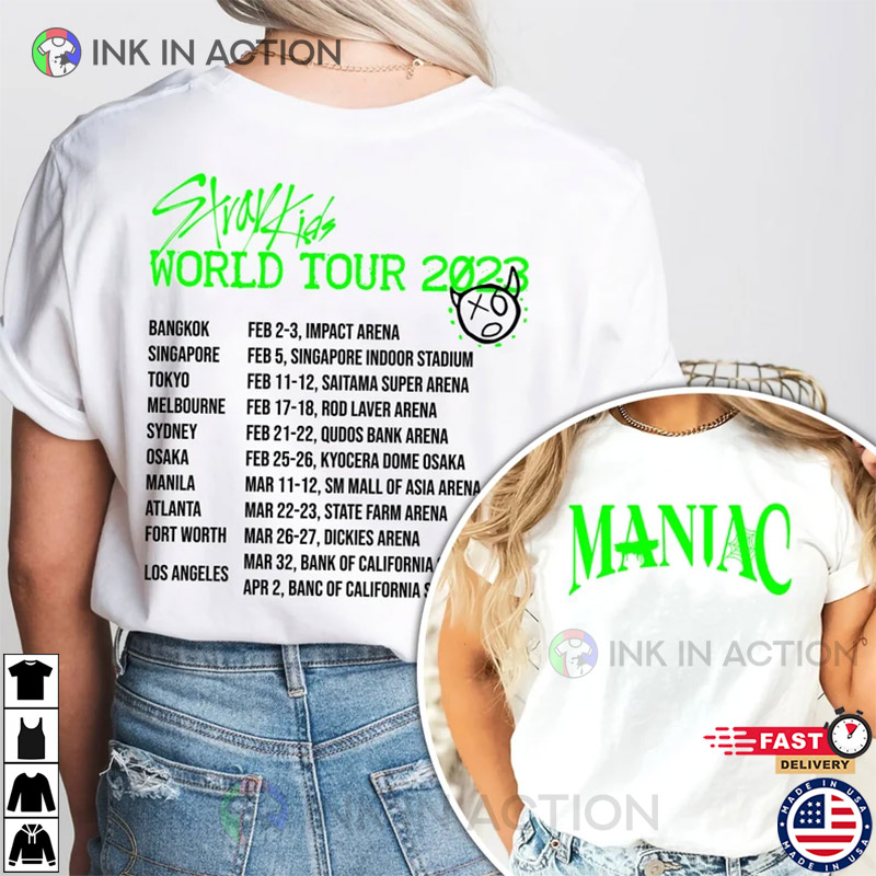 Tour Kids In Shirt, Stray World Kids Action Ink 2023 Replay Stray Shirt -