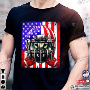 Wolf American Football USA Flag Merica Animal Football T-Shirt