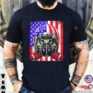 Wolf American Football USA Flag Merica Animal Football T Shirt 2 Ink In Action