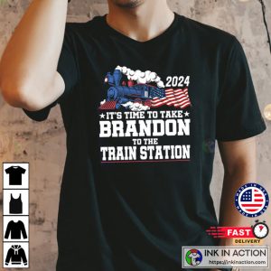 its time to take Brandon to the train station American flag shirt 3 Ink In Action