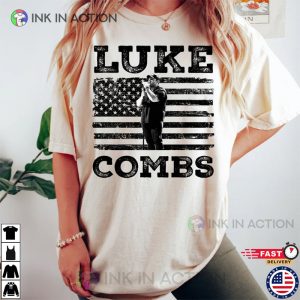 American Luke Combs T Shirt Country Music Fan 3 Ink In Action
