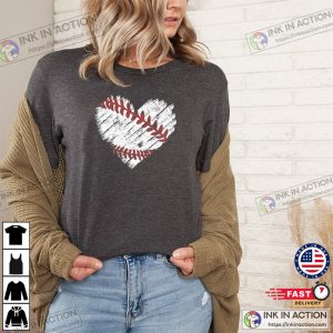 Baseball Distress Heart Baseball Mom Shirt