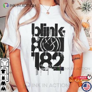 Blink 182 Tour 2023 Concert Graphic Tee Blink 182 Face Smiley Shirt 1 Ink In Action