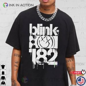 Blink 182 Tour 2023 Concert Graphic Tee Blink 182 Face Smiley Shirt 2 Ink In Action