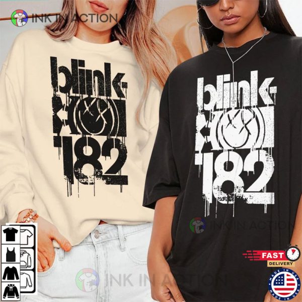 Blink 182 Tour 2023 Concert Graphic Tee Blink 182 Face Smiley Shirt