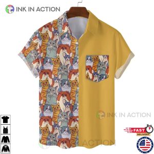 Cat Art Hawaiian Shirts With Pocket