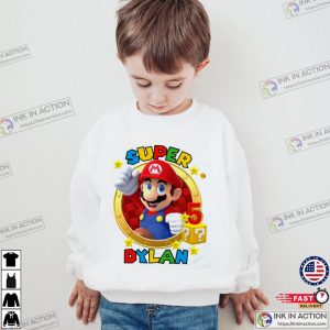 Custom Kid Name Super Mario Birthday Shirt, Personalize Super Mario Tee
