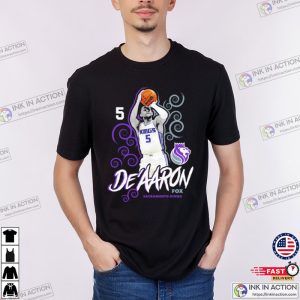 DeAaron Fox Sacramento Kings Fanatics Branded Competitor 2023 T Shirt 2 Ink In Action