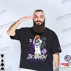 DeAaron Fox Sacramento Kings Fanatics Branded Competitor 2023 T Shirt 3 Ink In Action