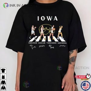 Iowa hawkeyes 2023 Abbey Road Sydney Affolter Caitlin Clark Shirt 3 Ink In Action