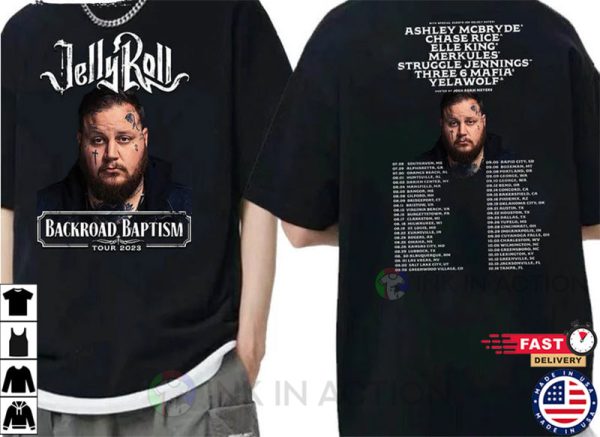 Jelly Roll Concert 2023, Jelly Roll Backroad Baptism 2023 Tour Shirt