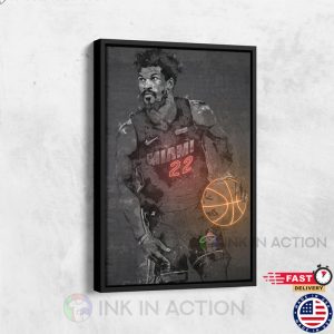 Jimmy Butler Neon Effect Miami Heat Basketball Hand Made Poster