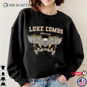 Luke Combs 2023 Tour T Shirt Luke Combs Bullhead Tour 2023 Merch 3 Ink In Action