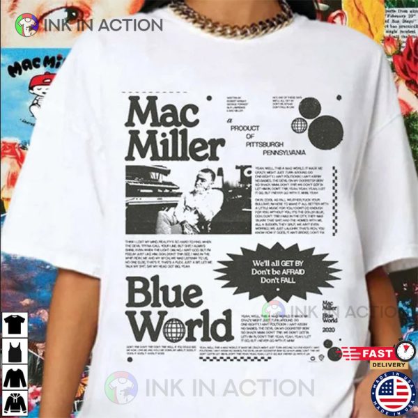 Mac Miller Vintage Blue World, Circles Swimming T-Shirt