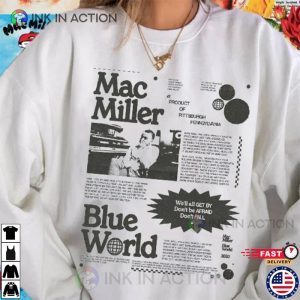 Mac Miller Vintage Blue World Circles Swimming T Shirt 2 Ink In Action